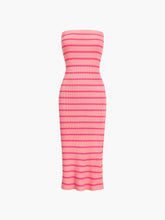 Strawberry Stripe Tube Midi Sweater Dress